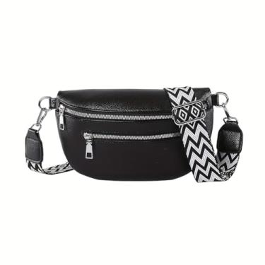 Imagem de Bolsa tiracolo pequena moderna, pochete feminina estilosa para uso diário, Preto, Tendência