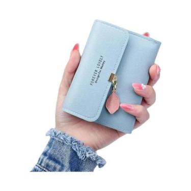 Imagem de Carteira Feminina Pequena Tripartida Com Porta-Moedas E Clipe Para Din