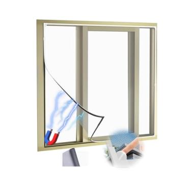 Imagem de UULANFA Tela magnética para janela – sem furadeira, fácil instalação, corte faça você mesmo, para ajustar, tela de malha removível à prova de insetos para apartamentos com janelas de casa