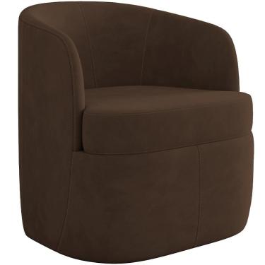 Imagem de Poltrona Decorativa Giratória Para Sala De Estar Siena K01 Veludo Marrom - Lyam Decor