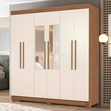 Imagem de Guarda Roupa Casal 6 Portas Toledo Santos Andirá Jatobá E Areia