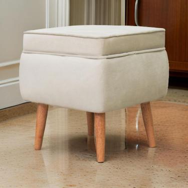 Imagem de Puff Banqueta Comodoro Quadrado Em Tecido Veludo Sentô Gelo