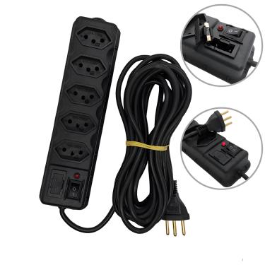 Imagem de Filtro de Linha Extensão Elétrica 5 Tomadas 5 Metros Bivolt