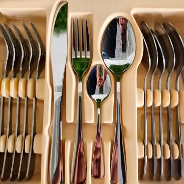 Imagem de Faqueiro de Aço Inox Conjunto 24 Peças Prateado Liso