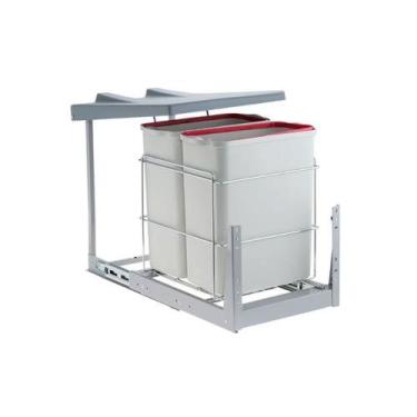 Imagem de Suporte com Lixeira Dupla Deslizante Schmitt 20L para Cozinha em Polip