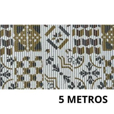 Imagem de Tapete De Cozinha Azulejo Moderno Dourado Passadeira Antiderrapante 43