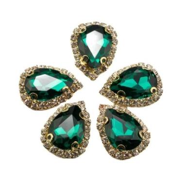 Imagem de Strass De Fundo Dourado Com 4 Furos Para Costurar, Cristal De Vidro, A