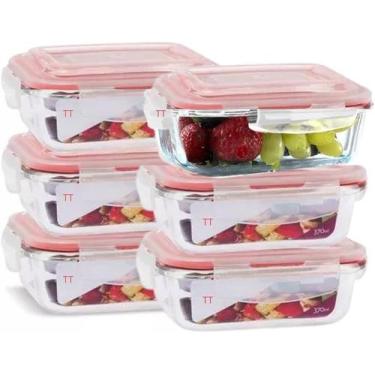 Imagem de Pote Hermética Vidro Com Tampa Silicone Cozinha Casa Trabalho Marmita 