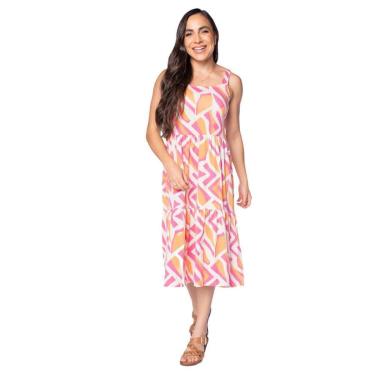 Imagem de Vestido Feminino Rechsul Estampa Tropical Azul/bege-Feminino