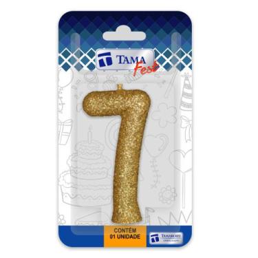 Imagem de Vela de aniversário Número Dourado Nº 7 com 10 un. - TAMAROZZI EMBALAG