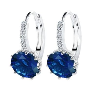 Imagem de Brincos De Argola Grandes Femininos Em Prata Esterlina 925 Com Zircôni