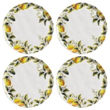 Imagem de Kit 4 Pratos Rasos Bio Limonata 27,5cm Cerâmica Porto Brasil Decorados