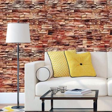 Imagem de Papel De Parede Tijolos E Pedras Vermelhas Adesivo Lavavel