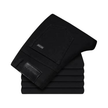 Imagem de Calças Jeans Clássicas Azul E Preto Para Homens, Estilo Casual, Corte 