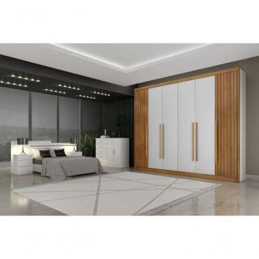 Imagem de Guarda Roupa Casal 6 Portas 6 Gavetas - Orfeus Ripado-branco - Móveis Horizonte