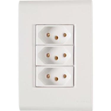 Imagem de Tomada Liz Trip 2P+T 10A/250V c/ Placa Branca - Tramontina