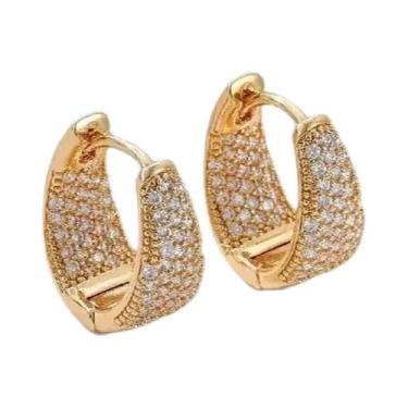 Imagem de Brincos De Argola Coloridos E Brilhantes De Zircônia Para Mulheres E M