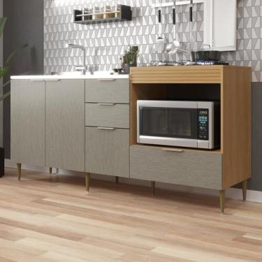 Imagem de Balcão para Pia e Cooktop 190cm 4 Portas 2 Gaveta Alice Yescasa