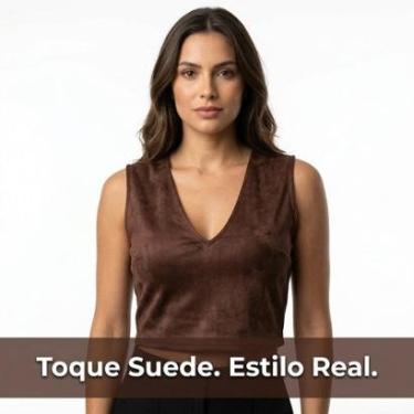 Imagem de Regata Cropped Suede Box Feminina | Look Premium 110051-Feminino