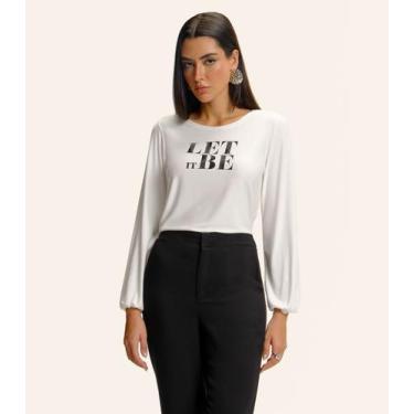 Imagem de Blusa Feminina Manga Longa Bufante Endless Bege, M, Bege