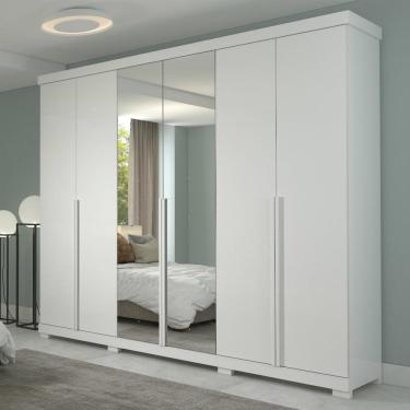 Imagem de Guarda Roupa Casal com Espelho e Pés 6 Portas 100 MDF Guarapari Panan