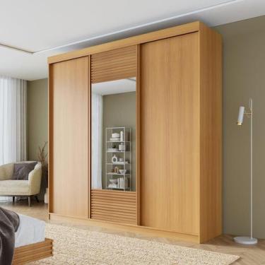 Imagem de Guarda-roupa Casal 3 Portas de Correr 1 Porta com Espelho Samambaia Ca