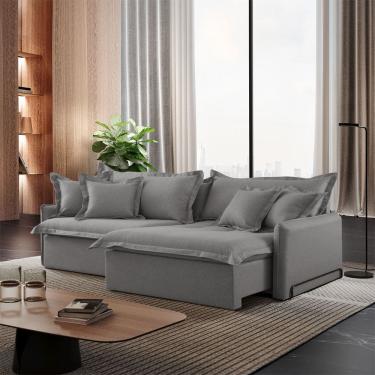 Imagem de Sofa Cama Retratil e Reclinavel Leona 230 cm Braco 15 cm Meu Sofa Online