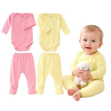 Imagem de Kit C/ 2 Conjuntos Bebês Body + Mijão Canelado Pé Reversível - - BEBE 