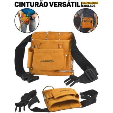 Imagem de Cinto Ferramentas Famastil 5 Bolsos Profissional Compacto Eletricista 