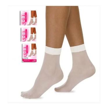 Imagem de Kit c/3 Meia Soquete Fina Lupo Loba Fio 20 5530 Poliamida, Branco, Bra