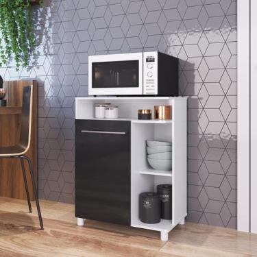 Imagem de Balcão de Cozinha com espaço para micro 1 Porta M09 Decibal Branco/Pre