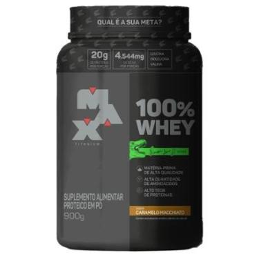 Imagem de Whey 100% Linha Dino Pote 900g Sabor Caramelo Max Titanium-Unissex