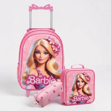Imagem de Kit Escolar Mochila Rodinha Infantil Menina Lancheira Estojo - Barbie,