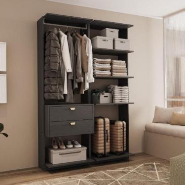 Imagem de Closet Modulado 2 Gavetas Alasca Preto Touch Carraro