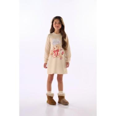 Imagem de Vestido Infantil Mini Chef em Moletom Quimby, Bege
