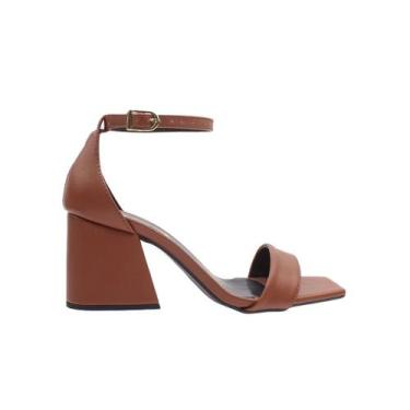 Imagem de Sandália Feminina Gisele Salto Grosso 7cm Moda Evangélica Elegante Con