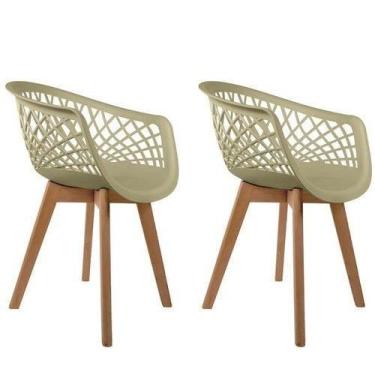 Imagem de Conjunto Kit 2 Cadeiras Web Fendi Wood Polipropileno Pés Madeira Assen