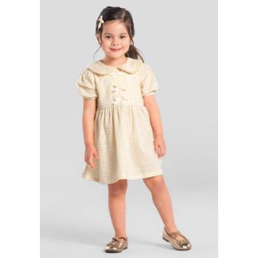 Imagem de Vestido infantil menina xadrez Mundi, 3, Amarelo