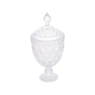 Imagem de Potiche com Pé e Tampa Cristal Transparente Diamond 15x33cm - Lyor, Tr