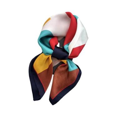 Imagem de Lenço Quadrado Elegante Para Mulheres Em Cetim Macio Com Estampa De Li