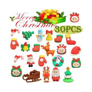 Imagem de 30 Peças De Borrachas De Quebra-Cabeça 3D De Natal: Papai Noel E Bonec
