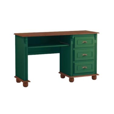 Imagem de Mesa Escrivaninha 3 Gavetas Rústica Versalhes Madeira Verde - Belle Ho