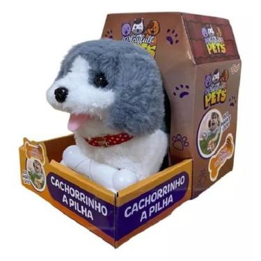 Imagem de Cachorro Playfull Pets Cinza Com Osso  Anda e Late - Toyng