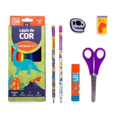Imagem de Kit Lápis De Cor 12 Cores Dino Leo&Leo