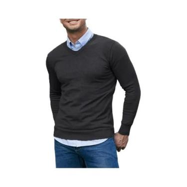 Imagem de Suéter Masculino Slim Fit Com Decote Em V, Tricotado, Leve, Respirável