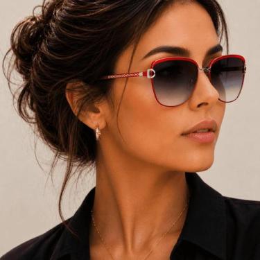 Imagem de Óculos De Sol Vinkin01 Feminino Polarizado Uv400 Luxuoso Vermelho Verm