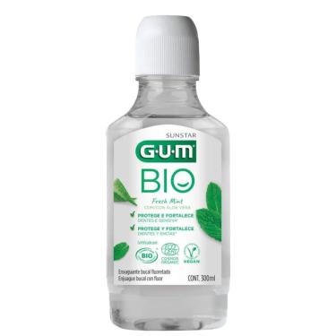 Imagem de Enxaguante Bucal Antisséptico Gum Bio Sabor Hortelã sem Álcool Fluoretado Transparente 300ml