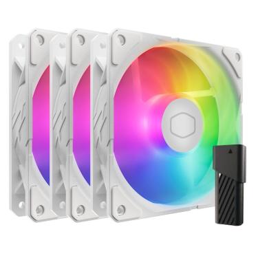 Imagem de Kit 3 Fan para Gabinete Sickleflow Edge ARGB 120mm Branco com Iluminação Endereçável Cooler Master