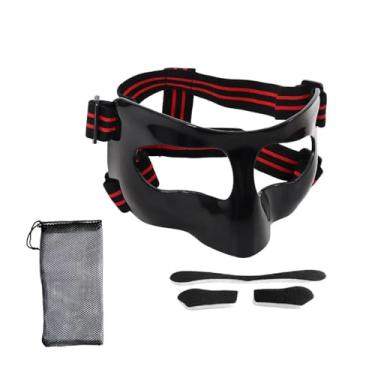 Imagem de menolana Protetor nasal para nariz quebrado, protetor facial para atividades com acolchoamento de espuma, capa facial ajustável, de máscara esportiva para, Preto Vermelho