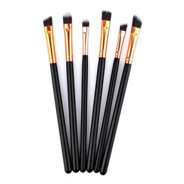 Imagem de Kit 06 Pinceis de Precisão para Maquiagem e Aplicação de Sombra e Esfu
